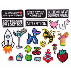 22 Cartoon Rocket Bumblebee Cloth Patch Set Cute Decoration Shoes Clothing Hat Bag Badge Stickers Cross-Border Patches