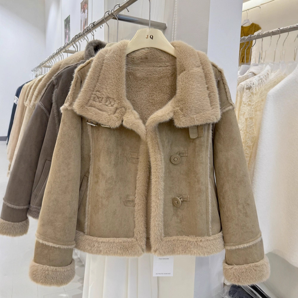 High-End Mink Suede Fur All-In-One Jacket for Women 2025 Winter New Thickeneded Warm Motorcycle Jacket