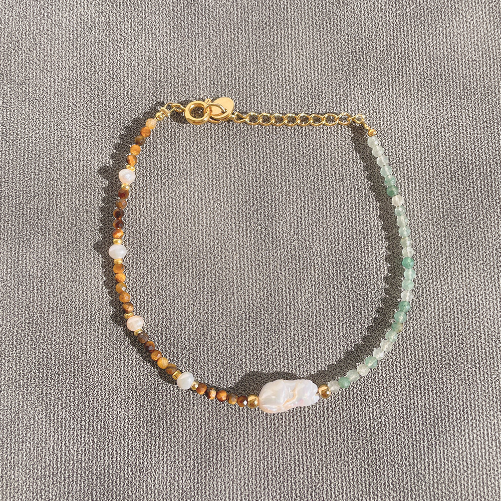 Fashion Round Pearl Titanium Steel Beaded Bracelets 1 Piece