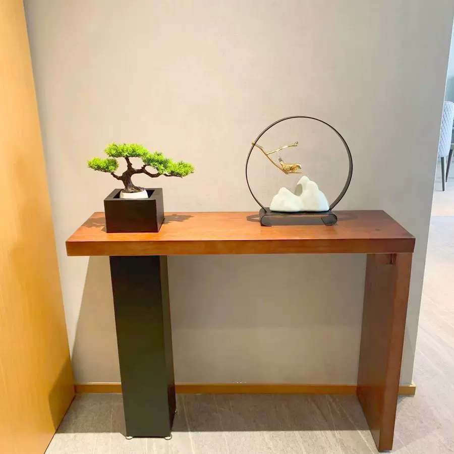 中式实木入户玄关客厅禅意供桌家用靠墙条案端景台简约长条窄桌