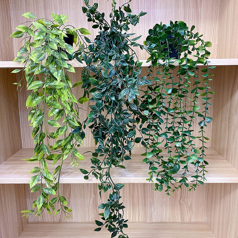 亚马逊人造仿真绿植曼陀罗尤加利盆景豌豆荚悬挂盆栽磨砂装饰盆景