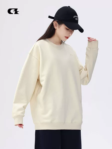 Autumn and Winter Heavyweight Cotton Sweatshirt Solid Color Multi-Color High-End Versatile Loose Casual Trendy Brand Unisex Crew Neck Top