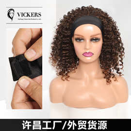 外贸货源女士头巾头套 蓬松小卷T色爆炸头发带假发大量现货批发