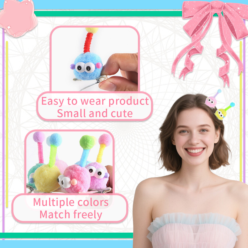 Nuevos niños lindos brocas de pelo de bola de carbón dopamina colorida antena muñeca brocas de pelo extrañas bolas de pelo de ojos grandes