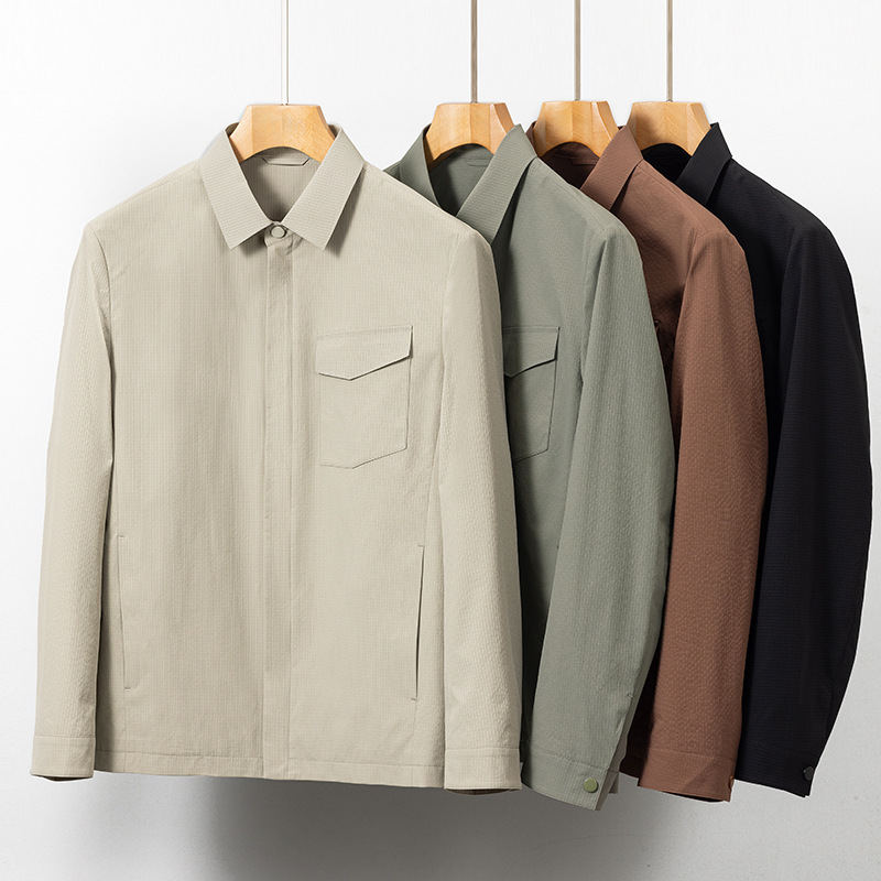High-End Men's Jacket, New Fashion, Business Casual, Lightweight, Portable, Shirt-Style Coat, Versatile Short Top