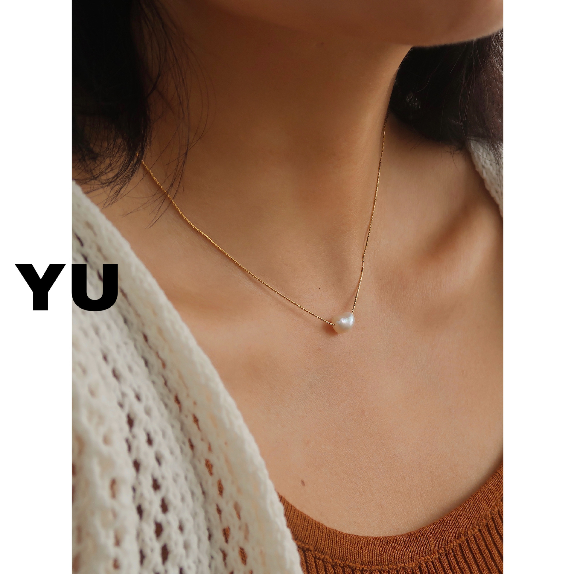 Titanium Steel Simple Style Geometric Plating Inlay Freshwater Pearl Necklace display picture 8