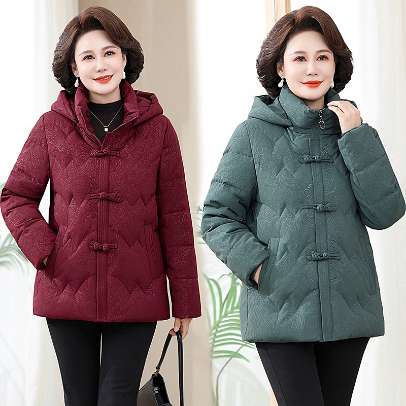Warm brand short down jacket for mother, winter hoody, for middle age