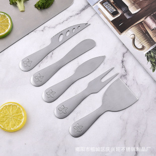 Cross Border 304 Stainless Steel Cheese Knife suit Butter Fork Cartoon Household Baking Tools Cheese Knife Butter Smatting Knife