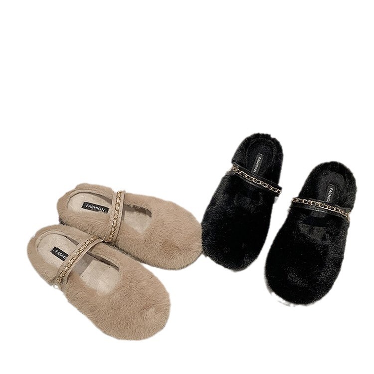 2023 Autunno nuovo peluche dolce e carino scarpe di peluche bianche scarpe da donna che indossano scarpe di cotone calde all'esterno_voghion.com