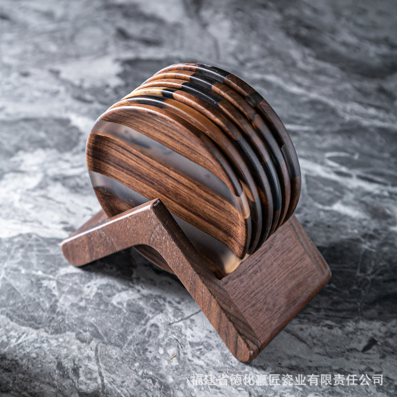 Aislamiento posavasos ins bandeja de madera té posavasos resina simple titular de la Junta creativa ceremonia del té piezas hogar nogal