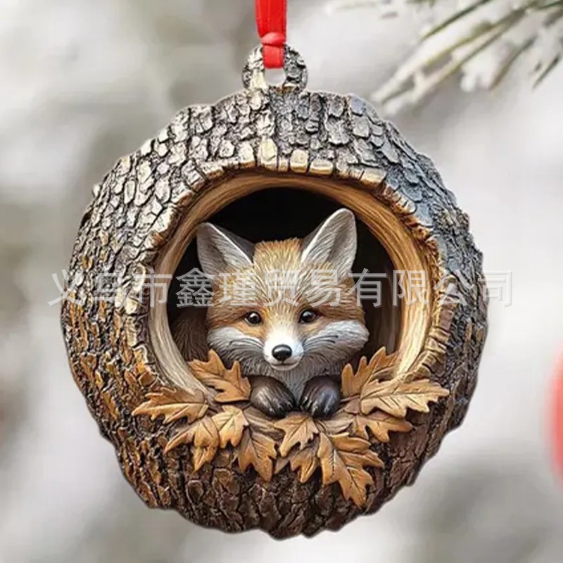 Explosiones transfronterizas mapache erizo decoraciones de árbol de Navidad búho decoraciones de Navidad colgantes planos acrílicos image 19