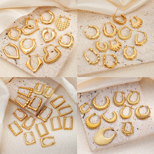 欧美跨境钛钢圆形麻花耳钉女轻奢高级感不掉色耳环时尚百搭耳饰