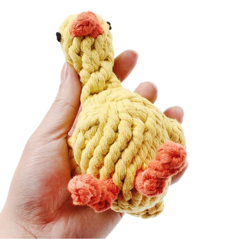 Perro de juguete nudo cuerda en stock cuero al por mayor Taobao perro forma de algodón cuerda grande perro tejido mascota juguete