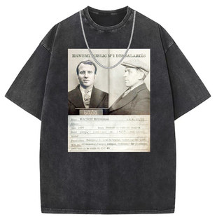 Vintage distressed vintage round neck short sleeve T-shirt men's European and American size original men's and women's custom