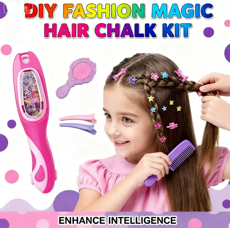 跨境亚马逊女孩过家家假装玩具饰品DIY染发器打珠机套装亲子互动