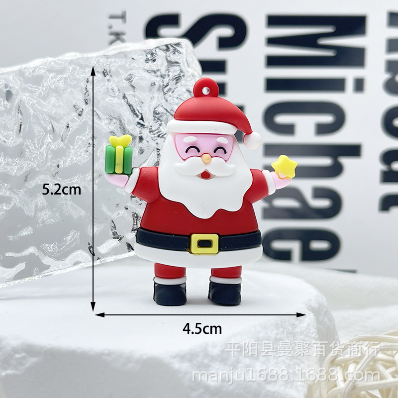 新しいクリスマスのキーホルダーの柔らかいゴムのペンダントの漫画のクリスマスの雪だるまの老人のキーホルダーのペンダントのクリスマスの小さいプレゼント|undefined