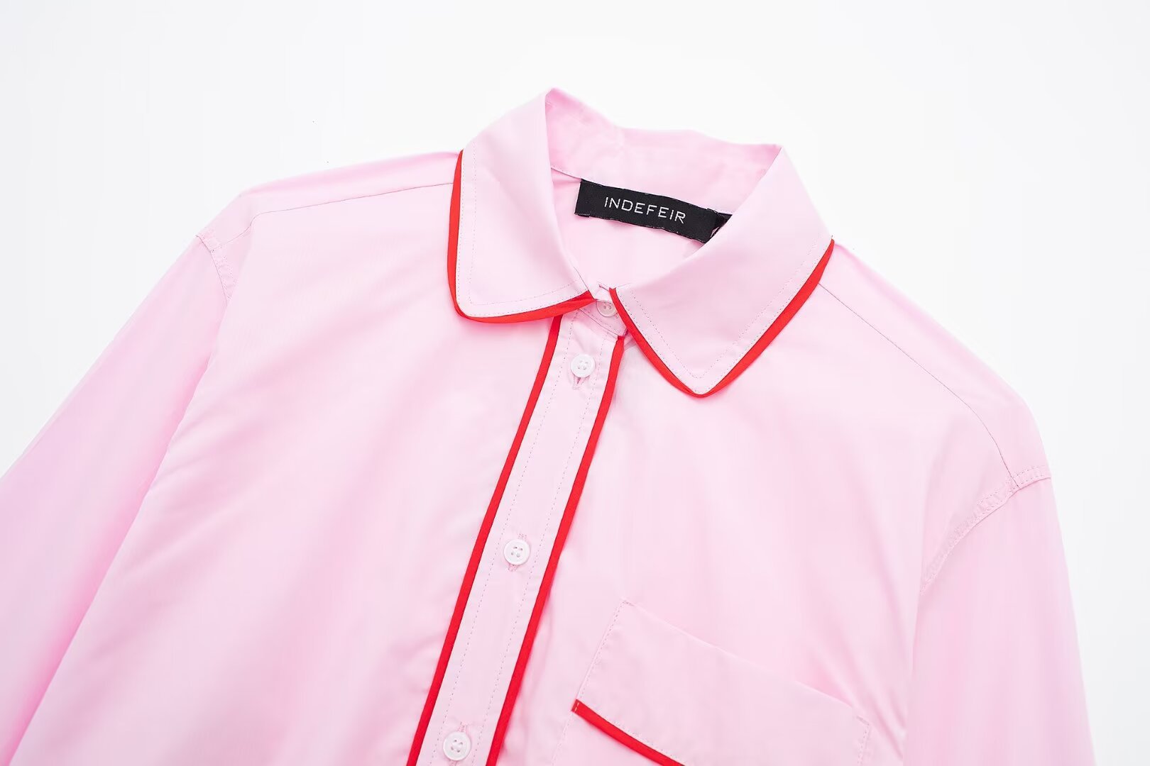 Maßgeschneidertes Popeline-Hemd für Damen im Sommer 2024 mit dekorativem Nachtwäsche-Set_voghion.com