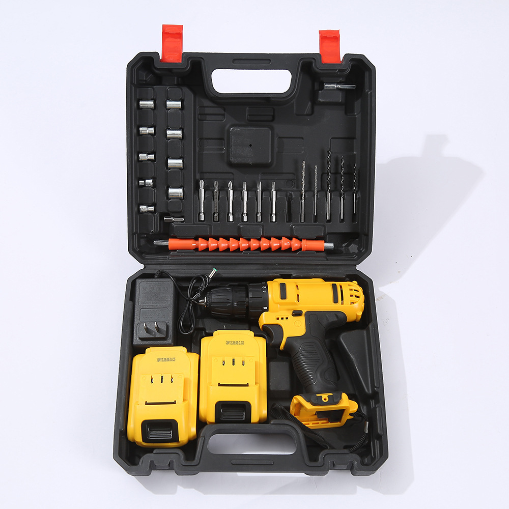 跨境厂家大功率充电锂电钻多功能手电钻家用冲击钻起子机套装批发