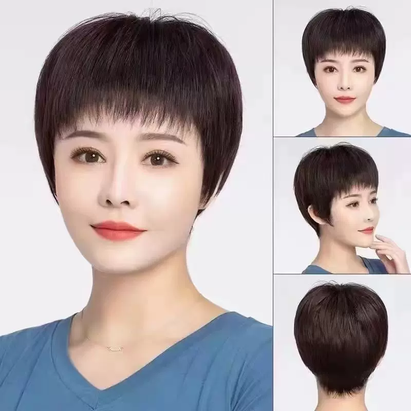 全手织递针旋发套真人发短直发轻薄透气