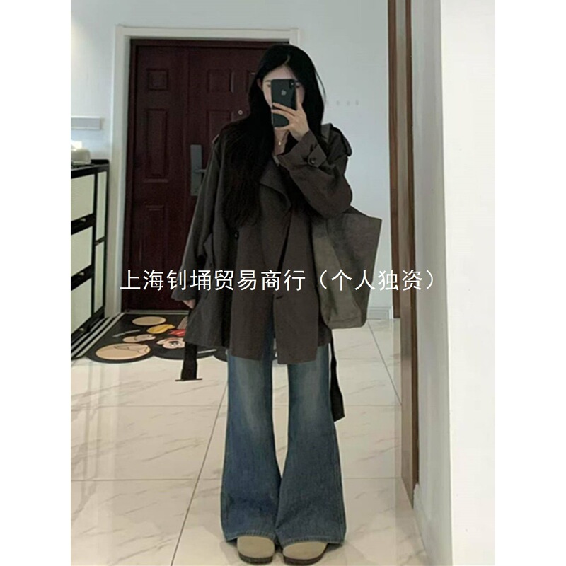 小个子巨好看棕色风衣外套女2025秋季新款宽松韩版高级感韩系短款|undefined