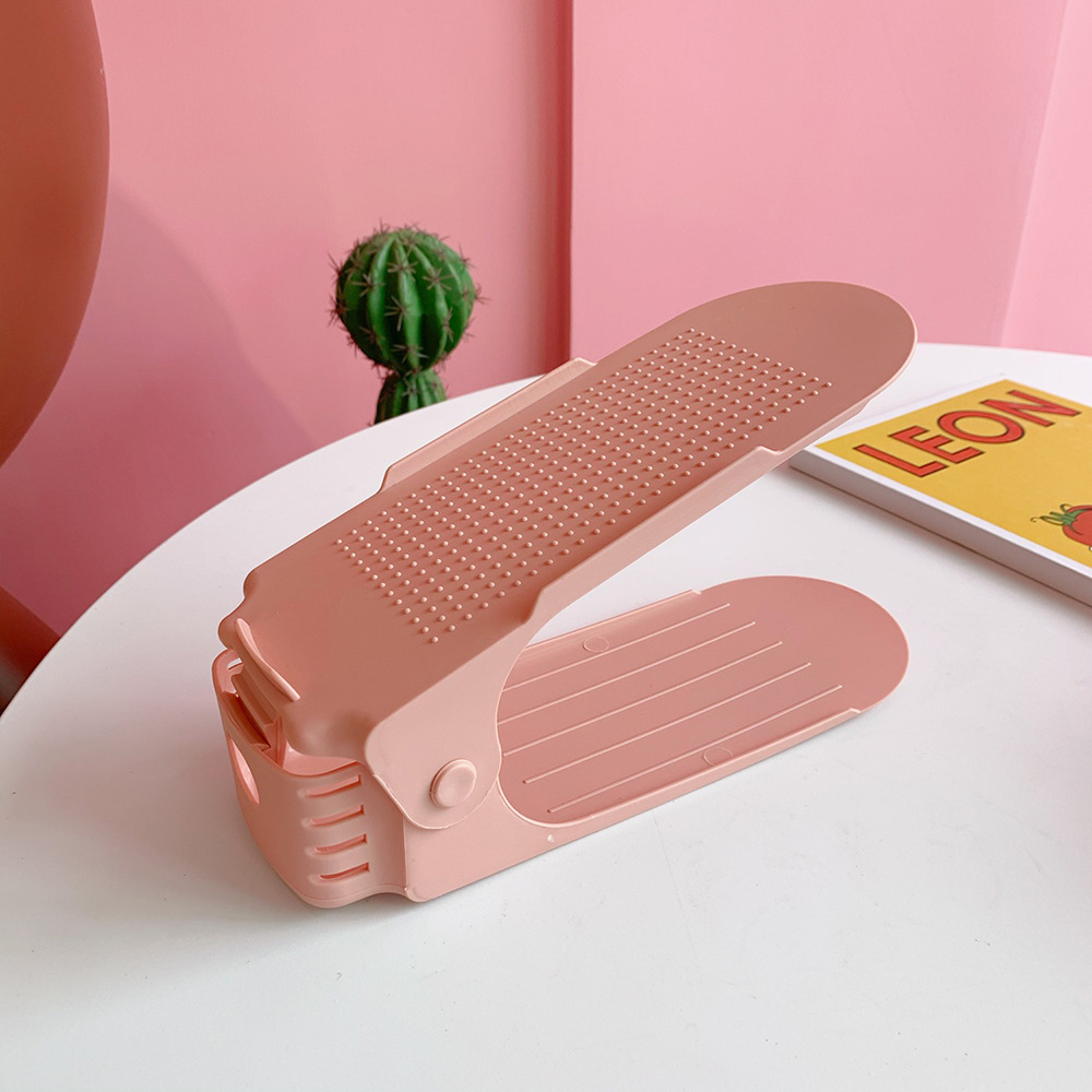 Nuevo estante de zapatos de almacenamiento simple, estante de zapatos plegable simple, estante de zapatos ajustable de plástico de doble capa integrado