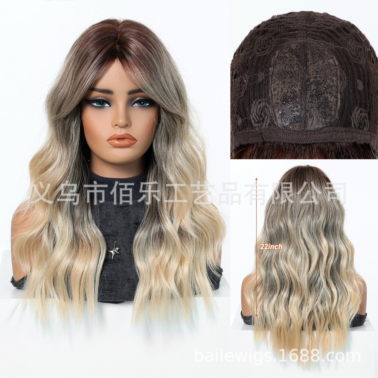 Pelucas de cabello de mujer gris frange largo rizado fibra química pelucas de cabello europeo al por mayor en stock