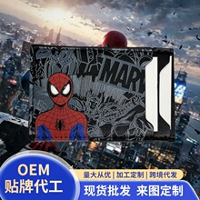 亚马逊跨境爆款蜘蛛侠卡包卡套PU印刷彩印款卡通漫画简约潮流通用