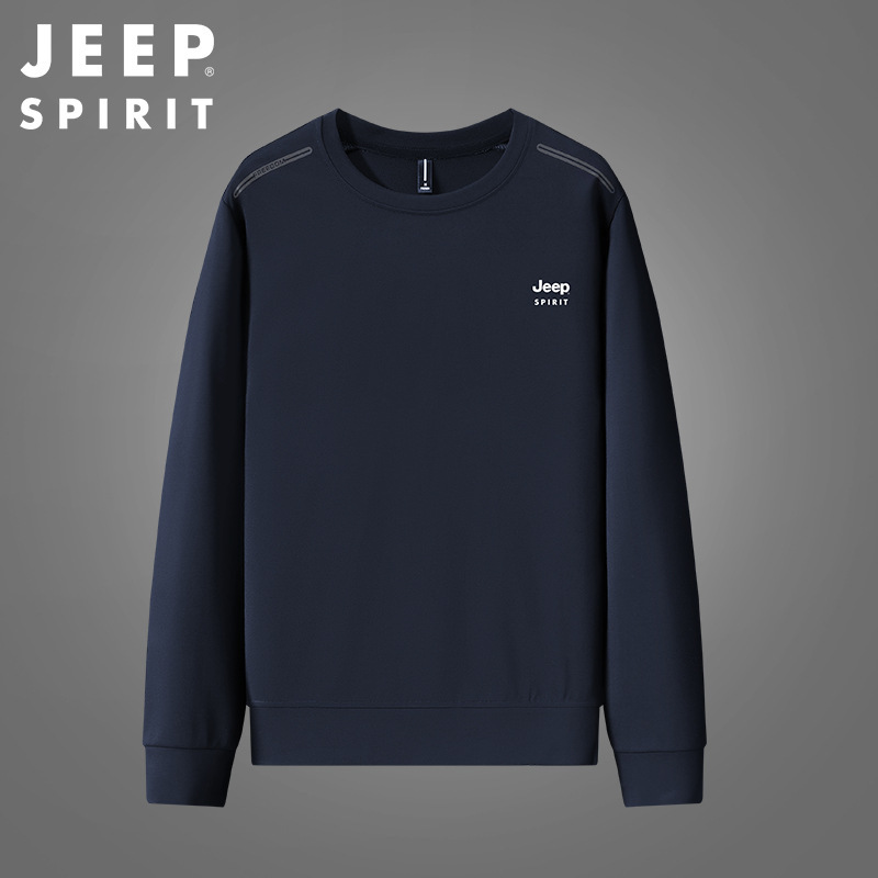 JEEP SPIRIT Sweatshirt Men's Autumn Crewneck Long-sleeved T-shirt Cotton Loose Casual Top Clothes Men's HL2800