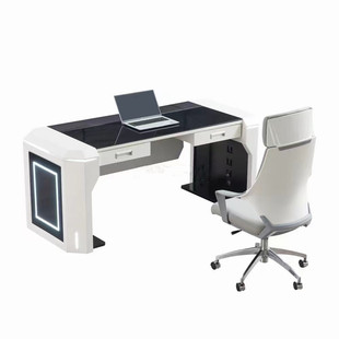 Ice Blue Light Strip Monitoring Console Technology Sense Command Center Console Curved Corner Fire Security Office Desk