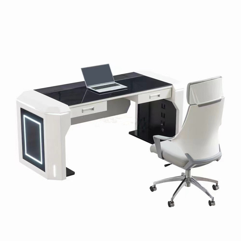 Ice Blue Light Strip Monitoring Console Technology Sense Command Center Console Curved Corner Fire Security Office Desk