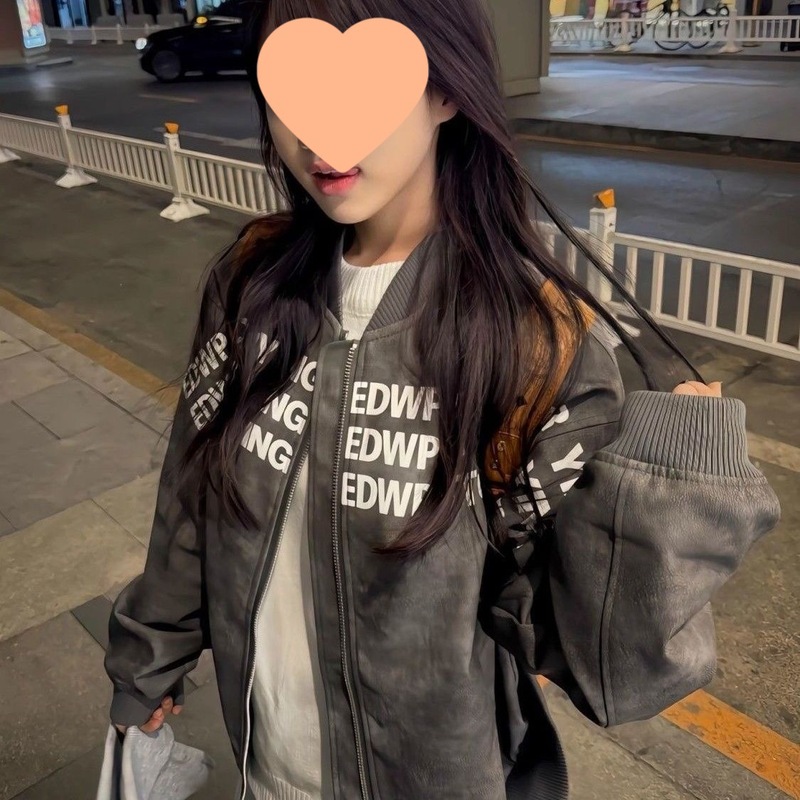 美式字母印花PU中性风外套春秋季感痞帅棒球服ins风情侣夹克|undefined