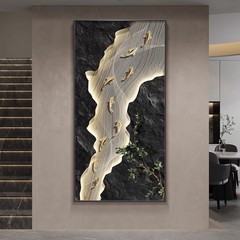 玄関絵画通路吊り絵画九魚絵装飾絵画廊下ハイエンド新中国風垂直バージョン壁画ソファ