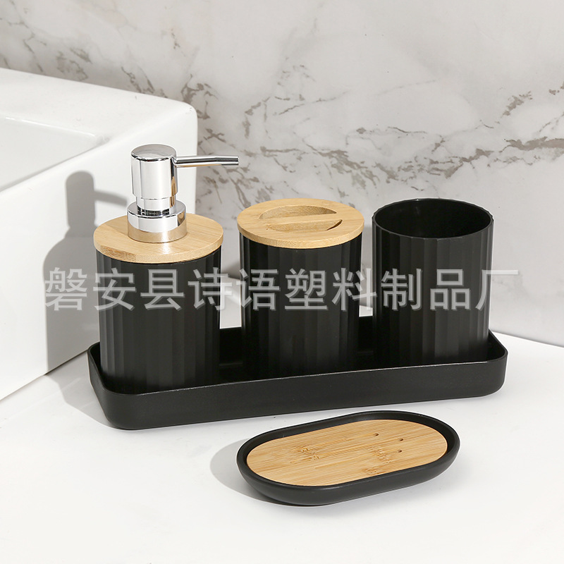 Baño doméstico con estriado 7 piezas para almacenar herramientas de limpieza artículos de higiene basura lavabo cepillo de inodoro taza hidráulica caja de jabón