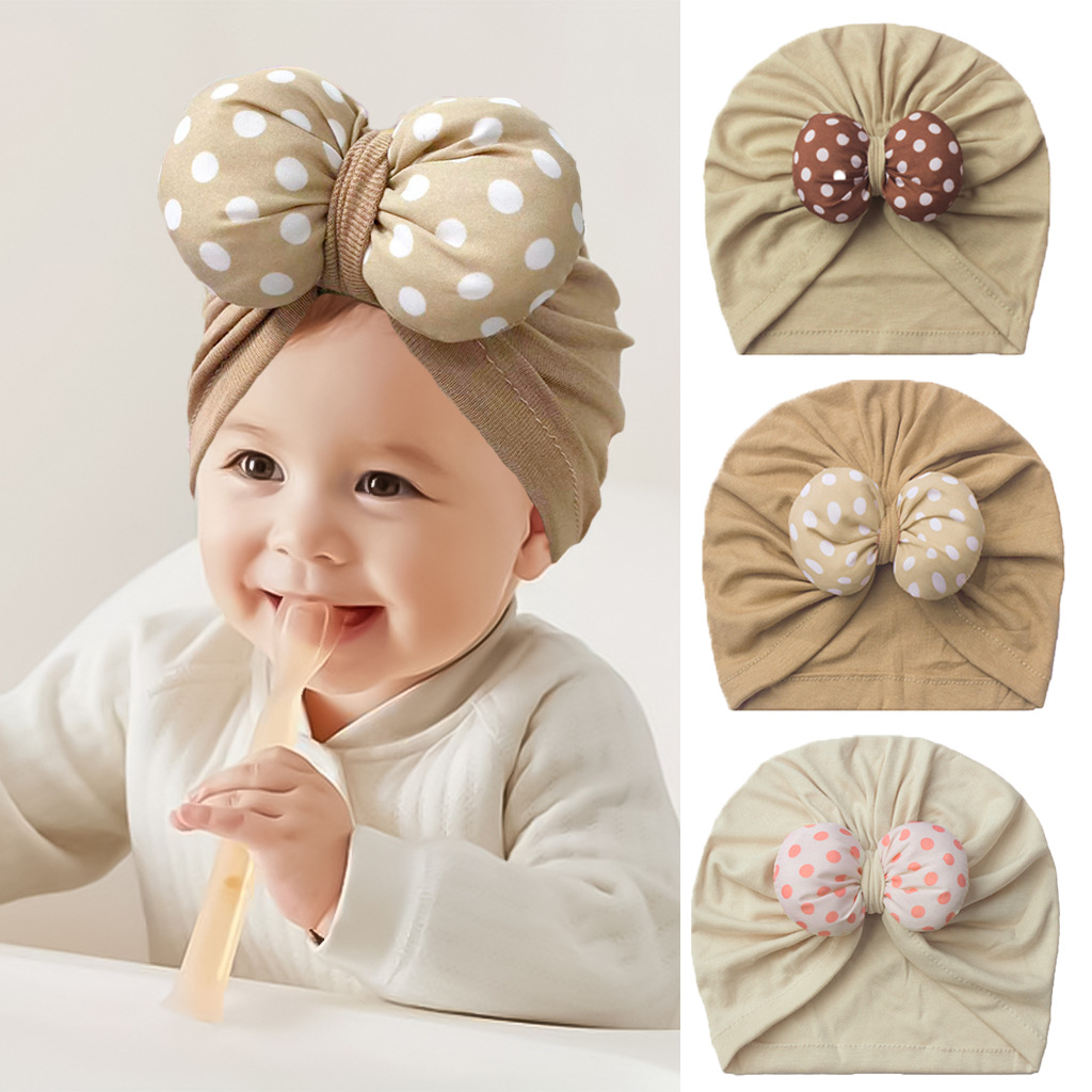 24g Weight Baby Girl'S Baby Boy'S Basic Simple Style Polka Dots Bow Knot Baby Hat