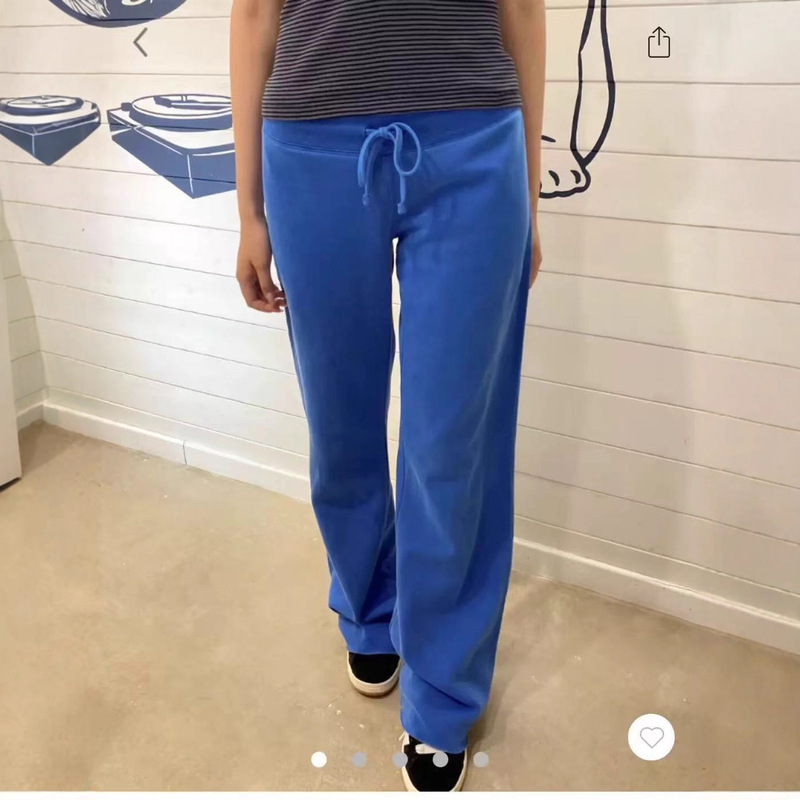 Bm Style Royal Blue Elastic Waist Drawstring Cuffed Sweatpants Slimming Casual Pants Wide-Leg Pants Women's Straight-Leg Long Pants Sports Pants