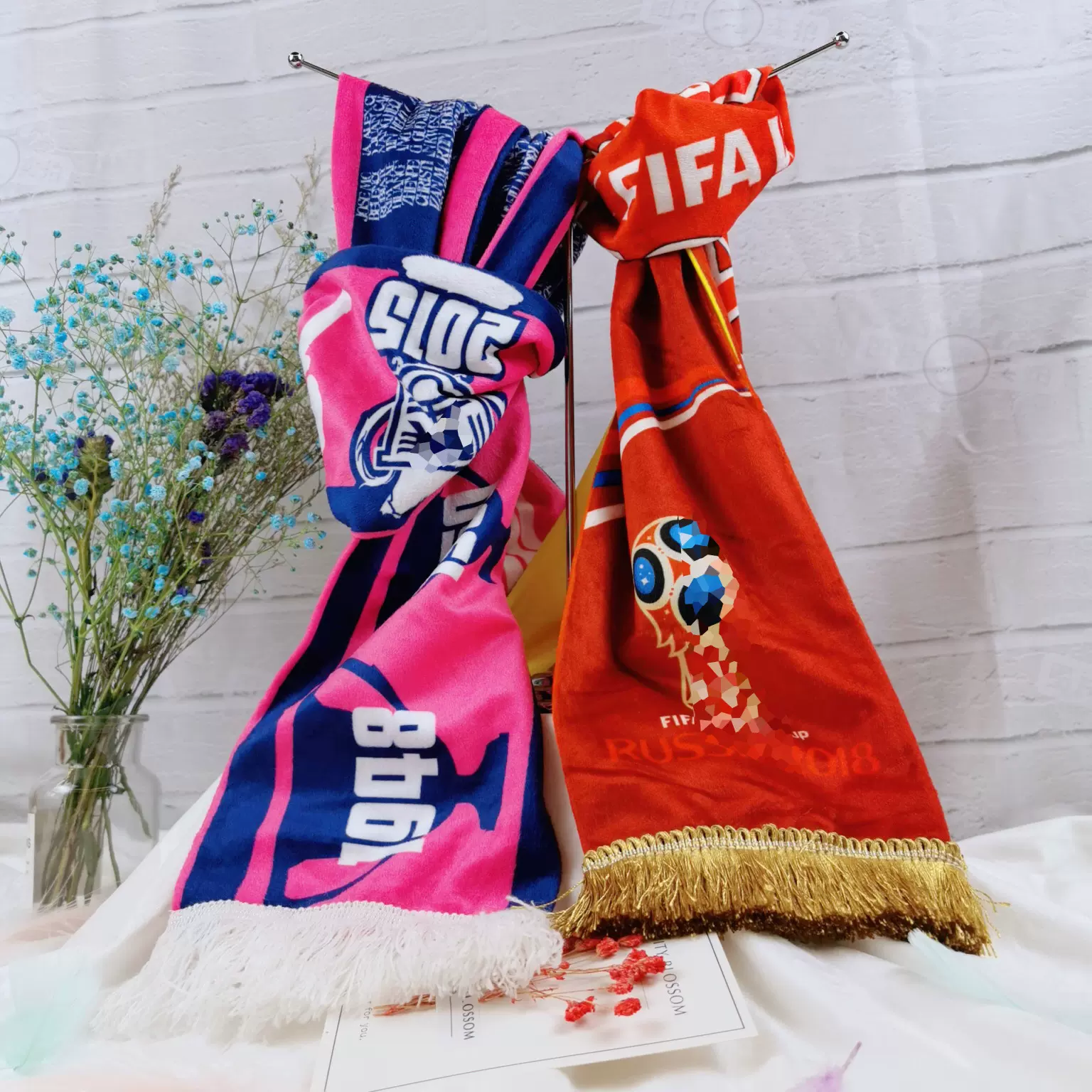 定制俱乐部球迷围巾足球企业年会围脖短毛绒涤纶毛线周边纪念品彩