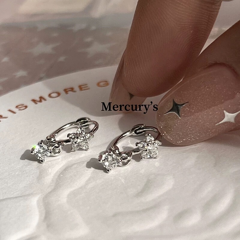 Mercurys 冷たい梅のスーパーフラッシュペンダントイヤリング絶妙なミニイヤリング耳骨リング甘くて新鮮なフラッシュジルコニウムイヤリング|undefined