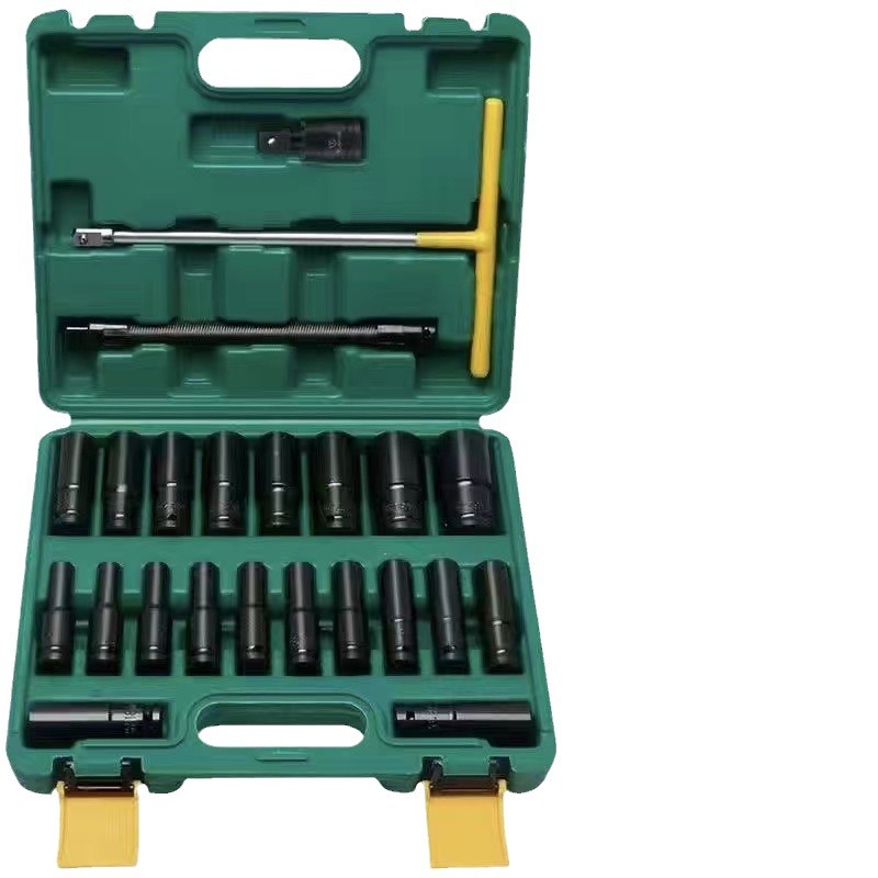 Llave eléctrica socket cabeza interior 6 hexágono alargado llave 8-32mm manga 23 piezas traje conjunto completo