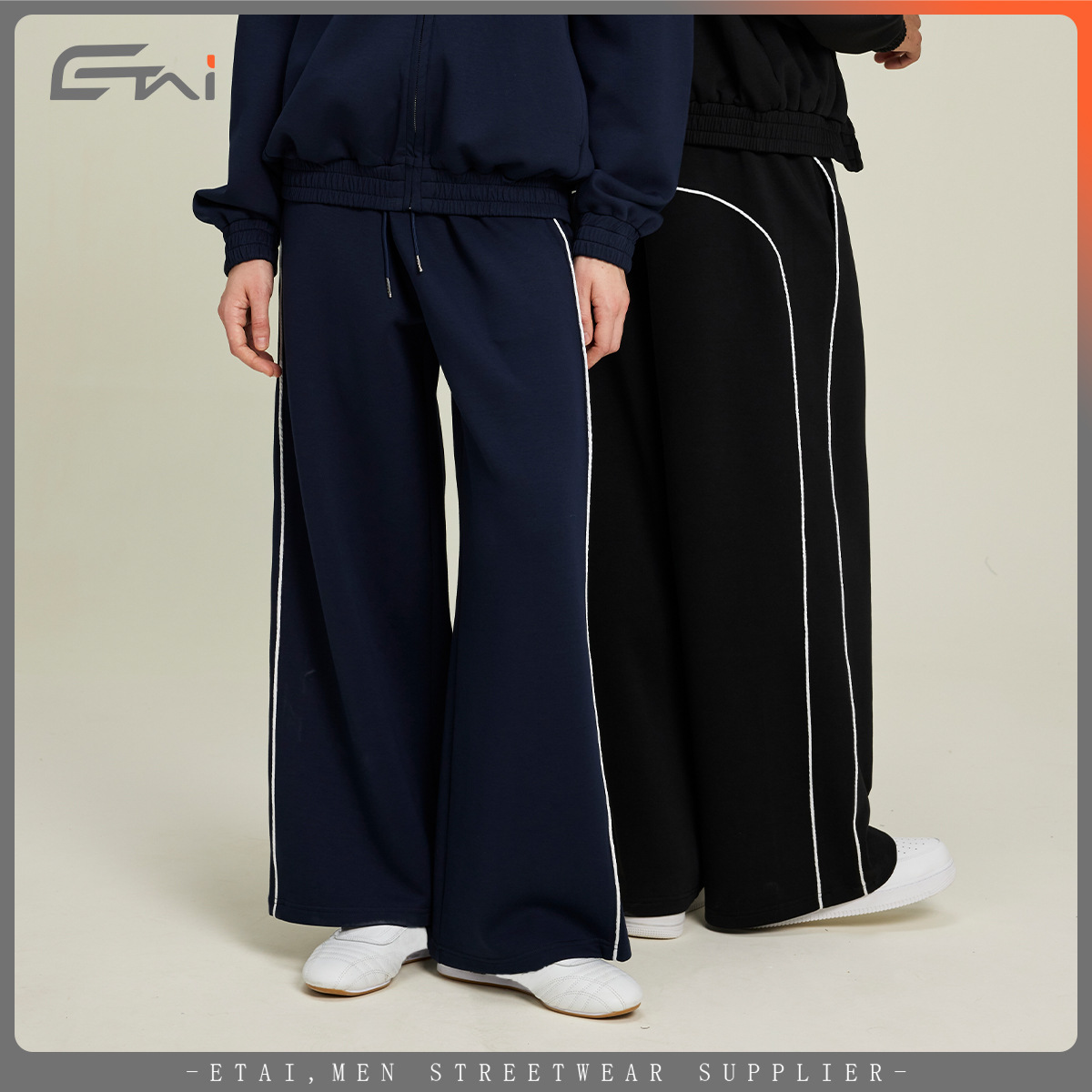 Pareja recto hombre pantalones casuales de color contrastante hombre y mujer pantalones casuales de moda calles sueltos personalizados