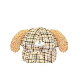 日系黄油小狗狗毛绒耳朵格纹八角贝雷帽女生秋冬季可爱保暖显脸小