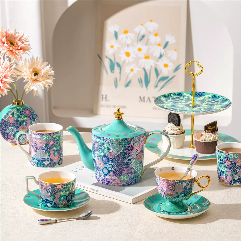 摩洛哥风格迪吉花园骨瓷杯马克杯咖啡杯陶瓷水杯情侣对杯礼盒套装