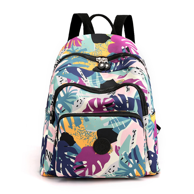 Bolsa de ocio para exteriores, gran capacidad, mochila de viaje versátil de nailon estampada para mujer, mochila de viaje moderna y sencilla