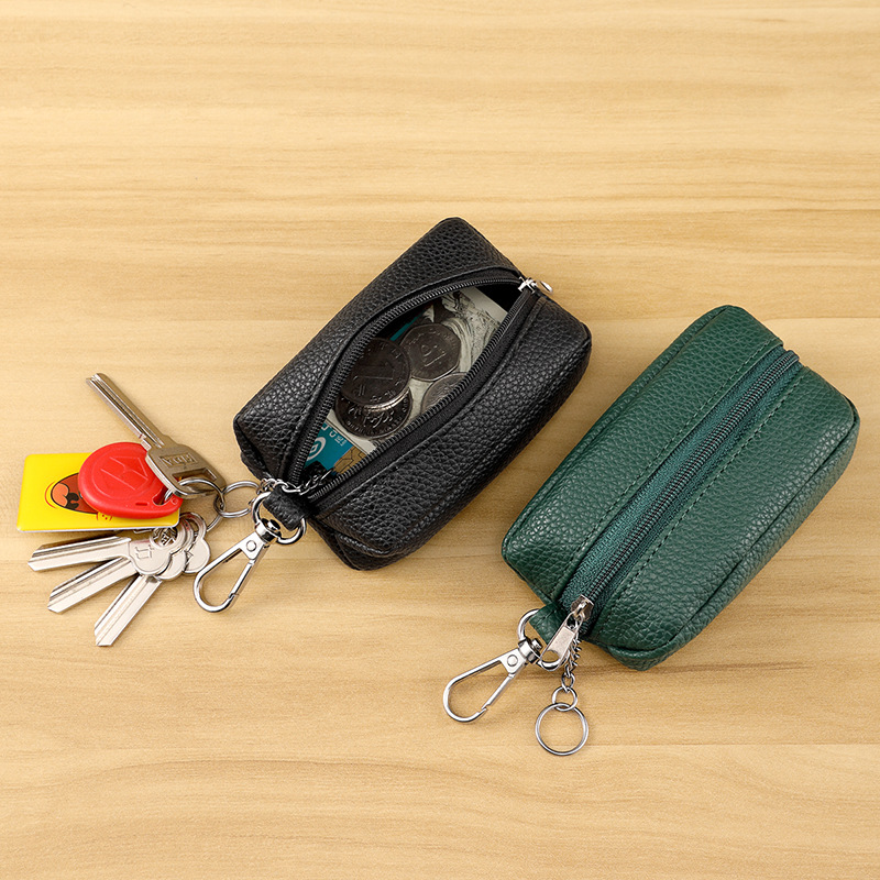 Europe and the United States new multi-functional litchi pattern key bag pu hanging zipper bag mini pu coin purse