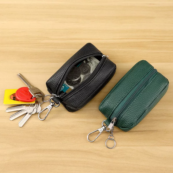 Europe and the United States new multi-functional litchi pattern key bag pu hanging zipper bag mini pu coin purse