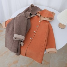 2024新款羊毛双面呢子大衣男童女童儿童加厚呢外套冬季中大童