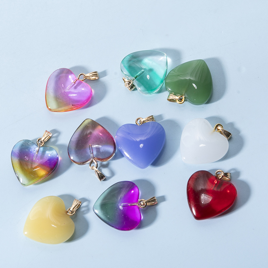 33g Weight 10 PCS/Package 20*20mm Glass Heart Shape Pendant