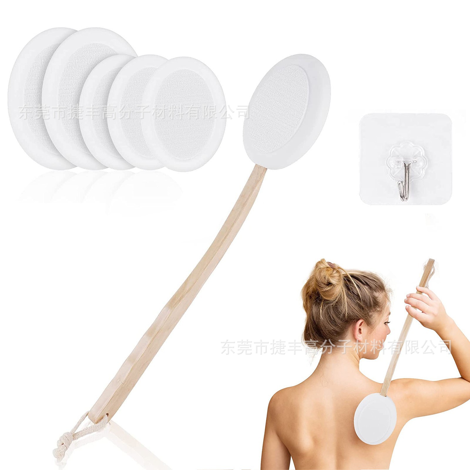 8-piece EVA nuevo cepillo de limpieza Lotus mango de madera cepillo de baño cabeza recubrimiento de loción cepillo de baño fábrica en stock al por mayor