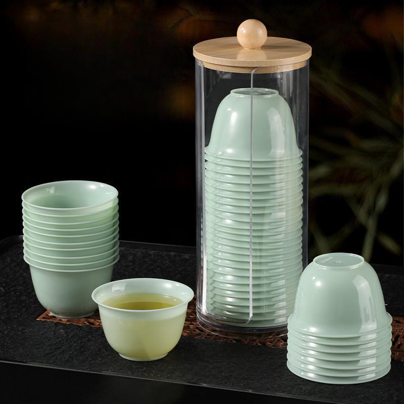 2026 Disposable Tea Cup Portable Small Tea Cup Thickened Travel Tea Set Cup Emerald Green Jade Cup Water Cup Practical