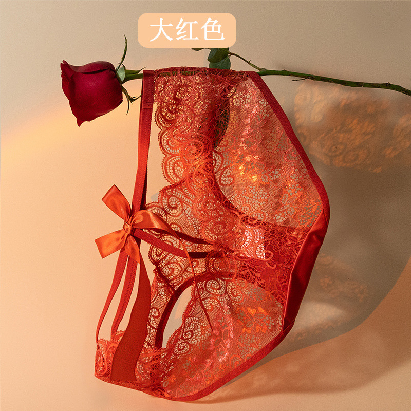 Negro sexy encaje puro quiere viento cintura encaje niñas arco negro encaje algodón inferior entrepierna ropa interior cómoda