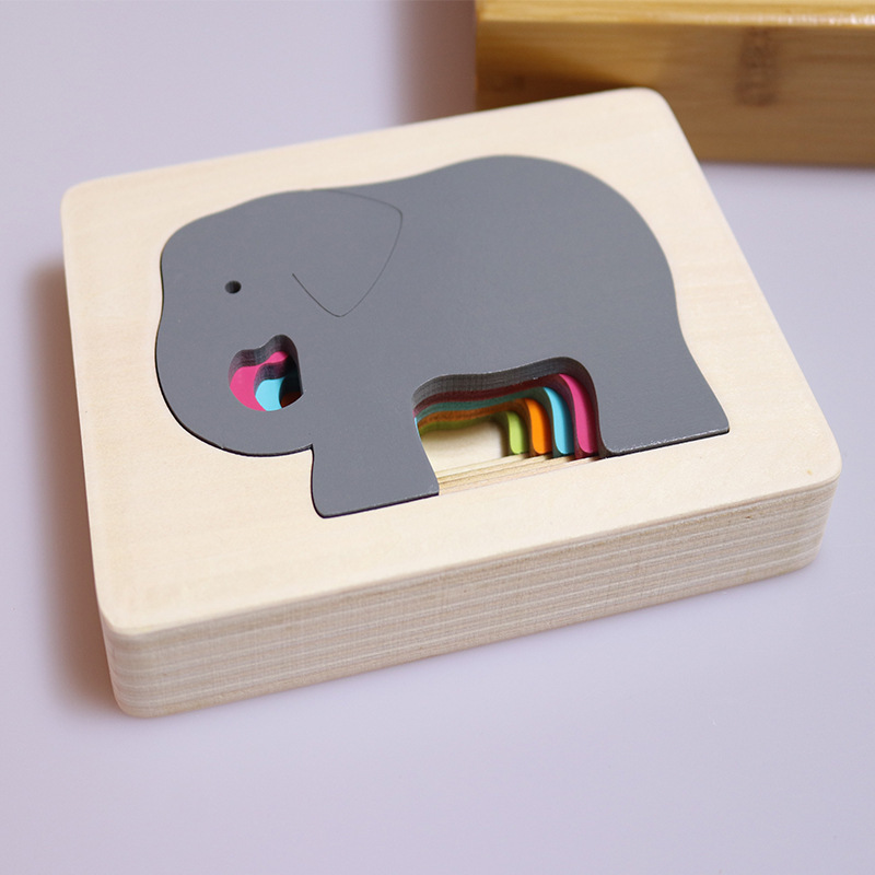 Weiweihu madera multicapa animal rompecabezas tablero 3D rompecabezas tridimensional niños 3-6 años juguetes rompecabezas de madera maciza